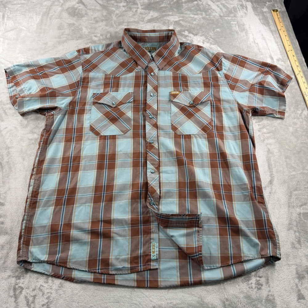 Dixxon Flannel Co El Paso Bamboo Short Sleeve Western Snap Plaid Shirt Mens 3X